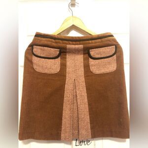 Vintage Loft Ann Taylor brown corduroy knee length skirt size 4
